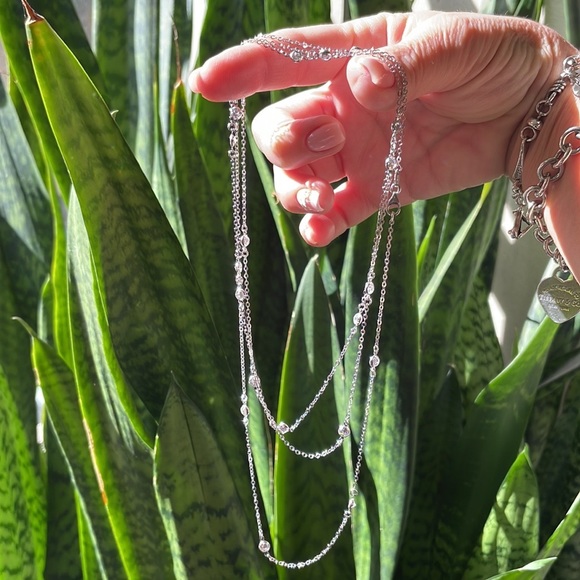 Sterling Silver CZ 48”L Necklace - Picture 6 of 12